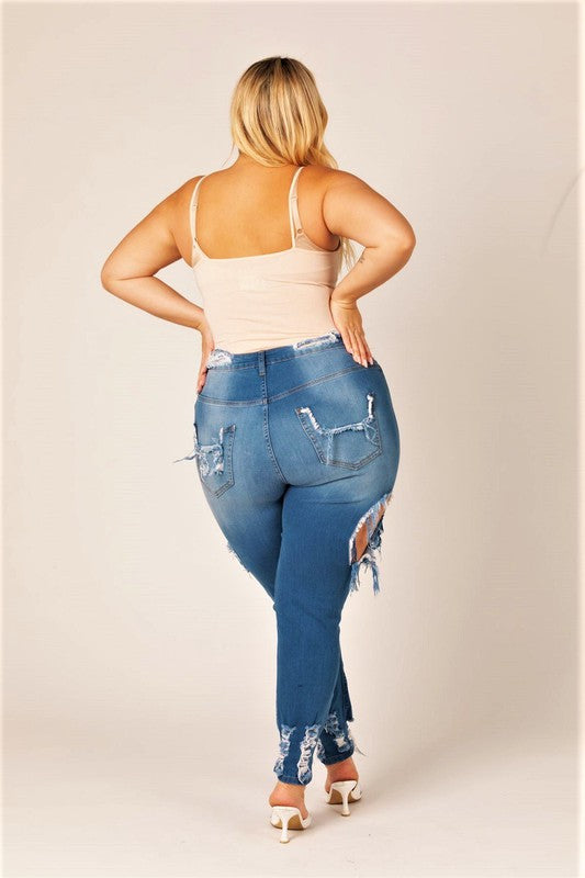 Plus size destroyed jeans hotsell